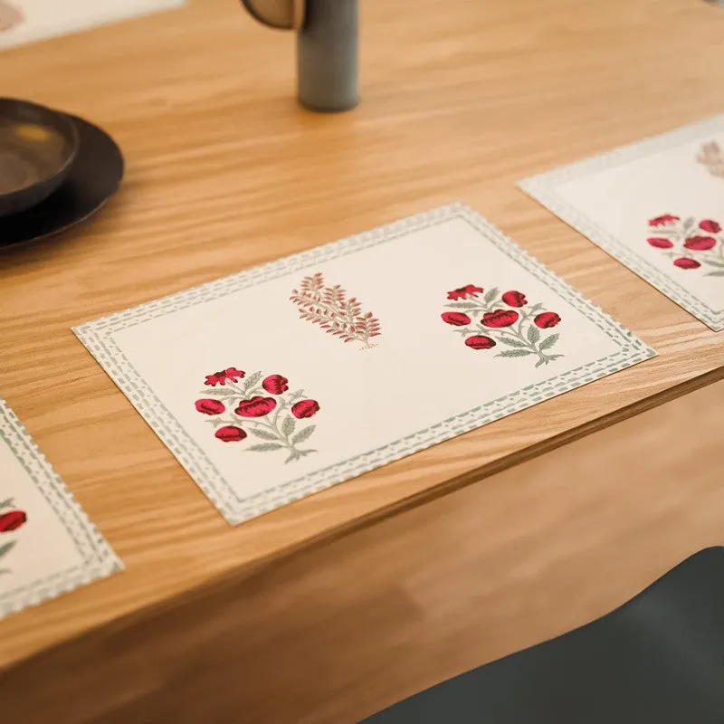 Earthy Elegance Cotton Table Mat (Red) - Set Of Six media 4