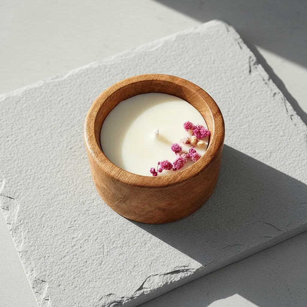 Rigva Cinnamon Floral Scented Candle In Wooden Box media 1