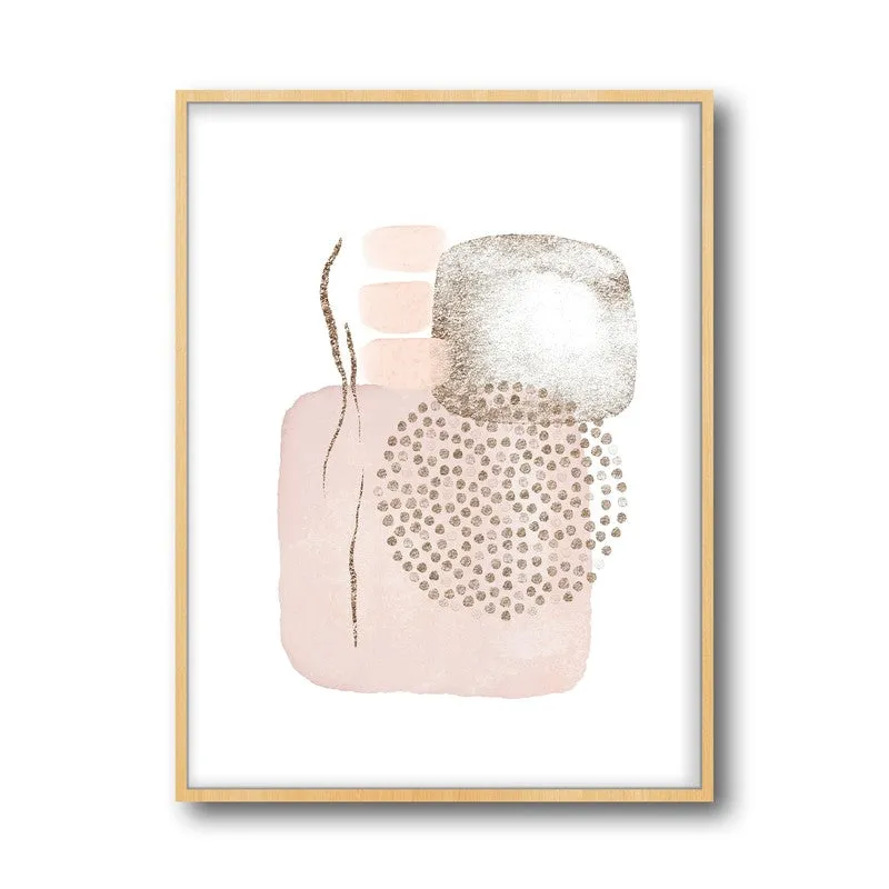 Soft Pink Freckles Framed Canvas Archival Canvas Wall Painting - Natural Brown Frame media 4
