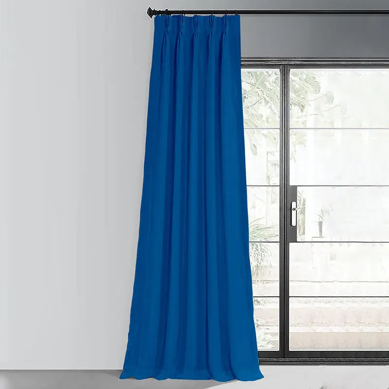 Noir Triple Pinch Pleat Blackout Curtain - Royal Blue media 1