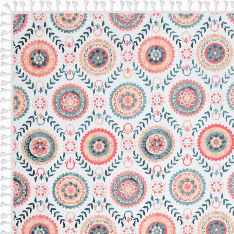 Niva Floral Table Cloth - White & Red media 5