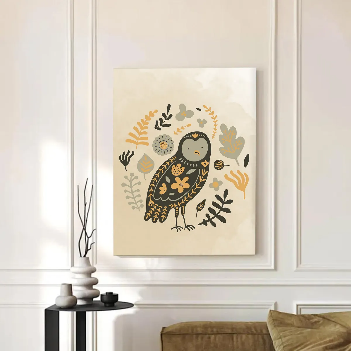 Owl Cotton Canvas Wall Painting media 3