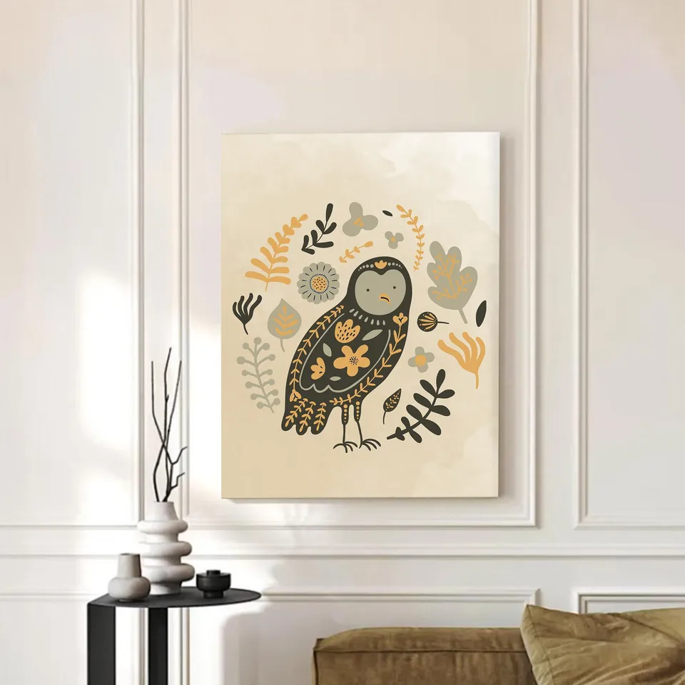 Owl Cotton Canvas Wall Painting media 3