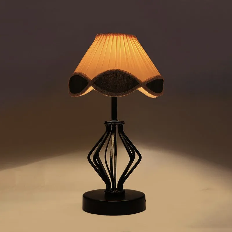 Aurevien Cotton Table Lamp With Wooden Base - Ivory media 6
