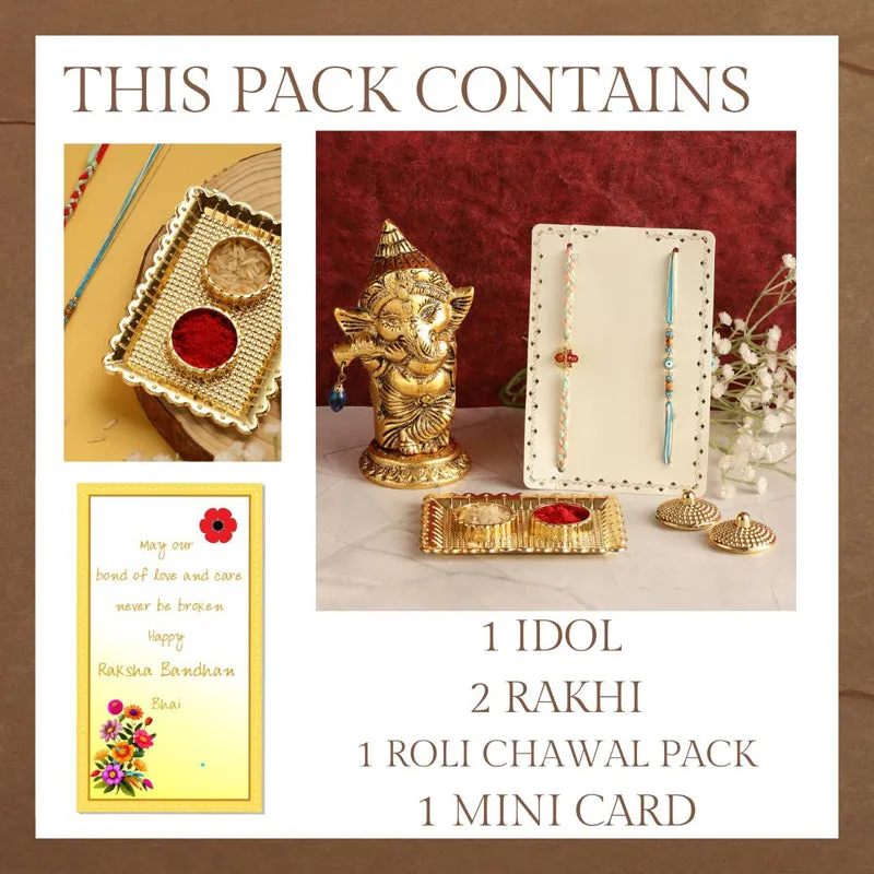 Balganesha Rudraksha & Evil Eye Rakhi Hamper media 5