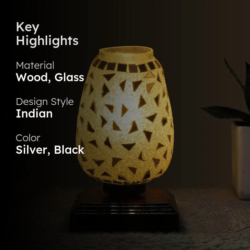Orvella Mosaic Glass Table Lamp With Wooden Base media 2