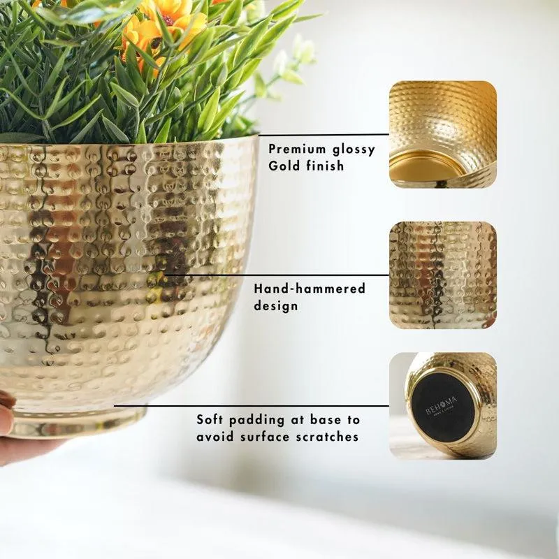 Finasa Metal Hammered Planter - Gold media 6
