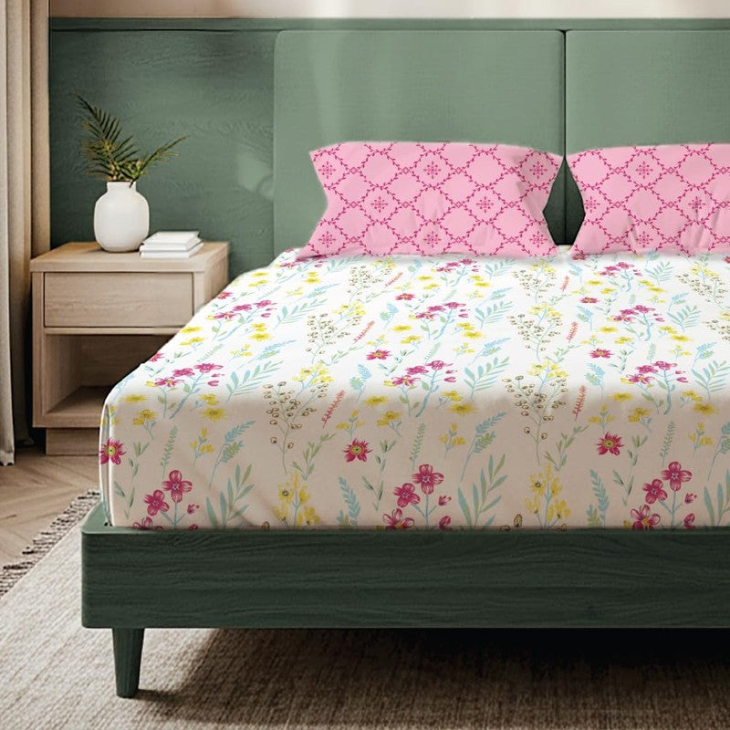 Vivid Bouquet Floral Cotton Bedsheets (Multicolor) - 200 TC media 3