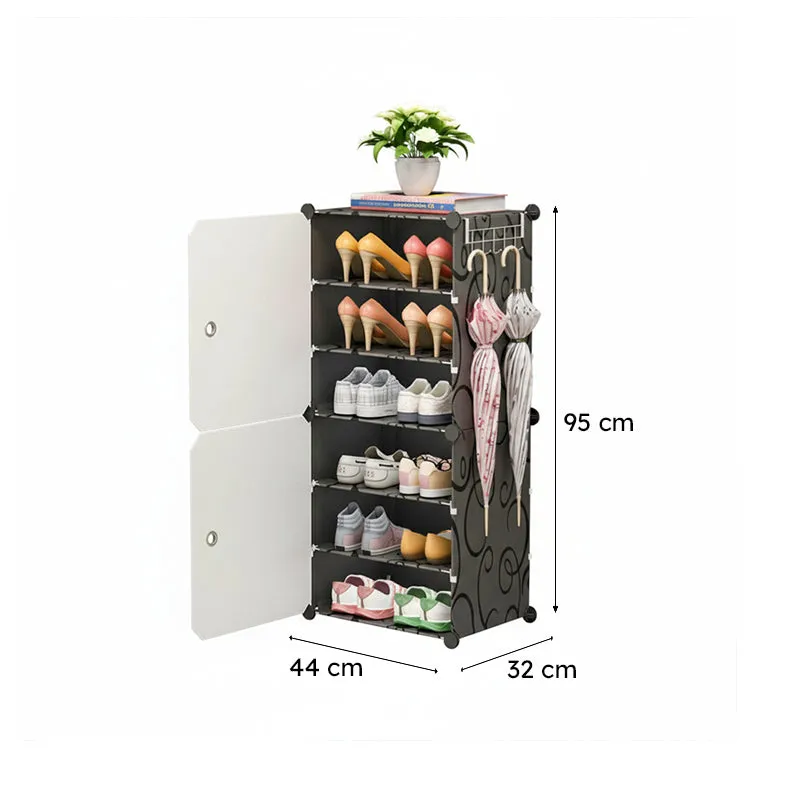Walkwell White & Black Plastic & Metal Shoe Racks media 8