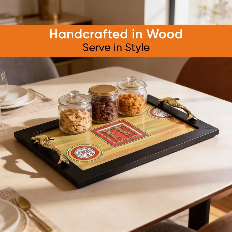 Hunter Green Dhokra Serving Tray media 4