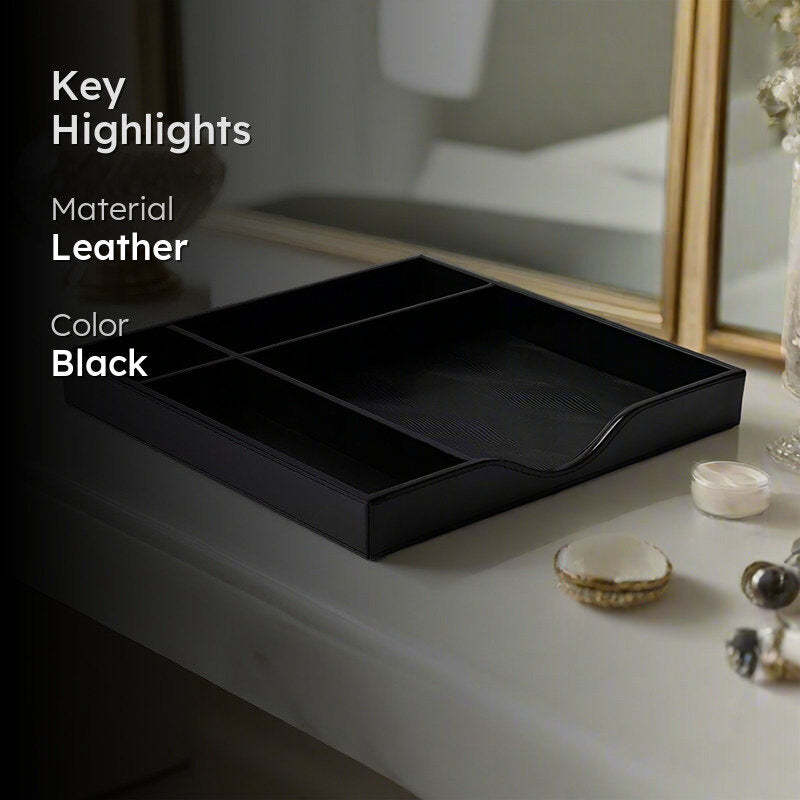 Veltrix Cube Faux Leather Desk Organiser - Black media 2