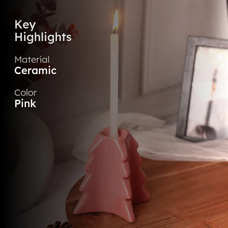 Pineria Ceramic Candle Stand - Pink media 2