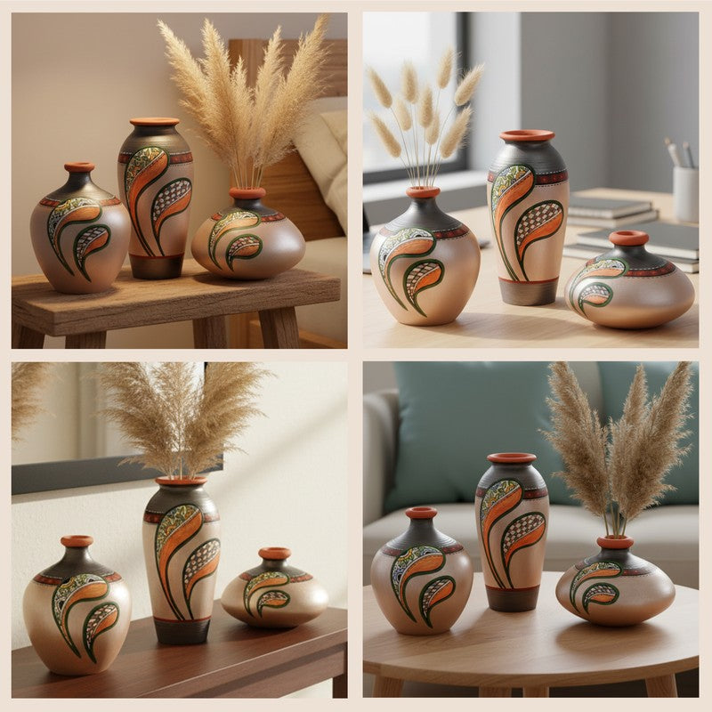 Masika Tribal Terracotta Vase - Set Of Three media 5