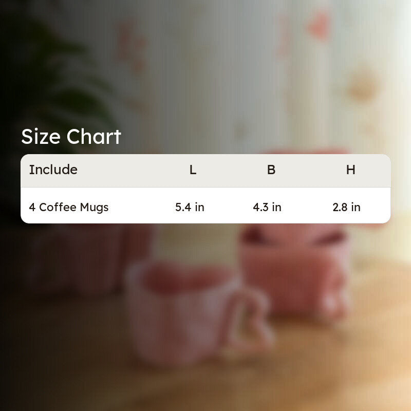 Heart Ceramic Coffee Mug (250 mL Each) - Set Of Four media 8