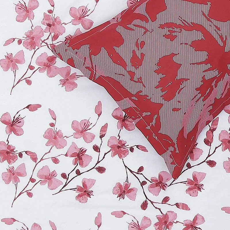 Monte Carlo Floraline Cotton Bedsheet (White,Maroon) - 104 TC media 6