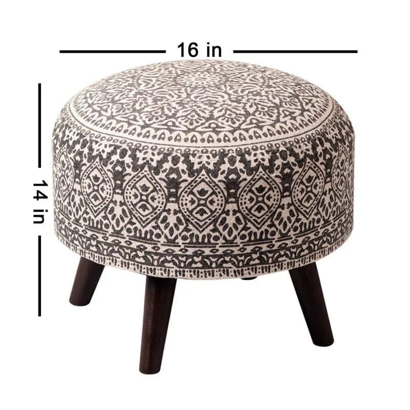 Chenova Cotton Ottoman (Black & White) - Set Of Two media 5