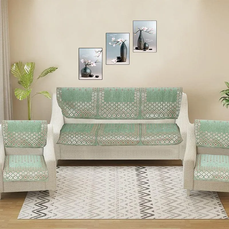 Emsy Cotton Sofa Cover - Green media 1