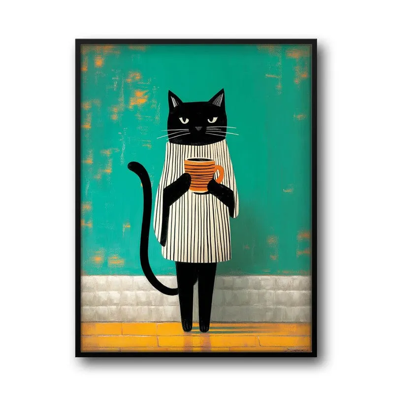 Folk Cat Wall Painting With Frame media 3