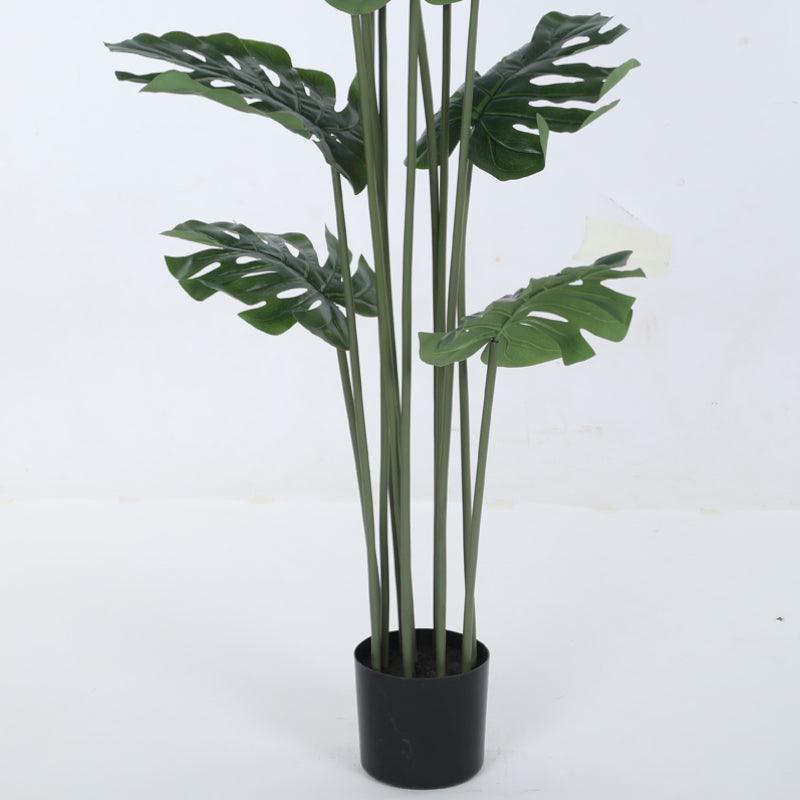 Faux Tall Green Monstera Swiss Cheese Plant With Black Plastic Pot - 3.94 ft media 4
