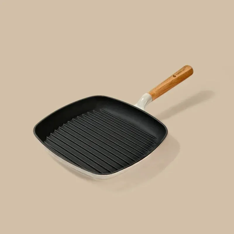 Cumin Co Enamel Cast Iron Grill Pan - White media 4