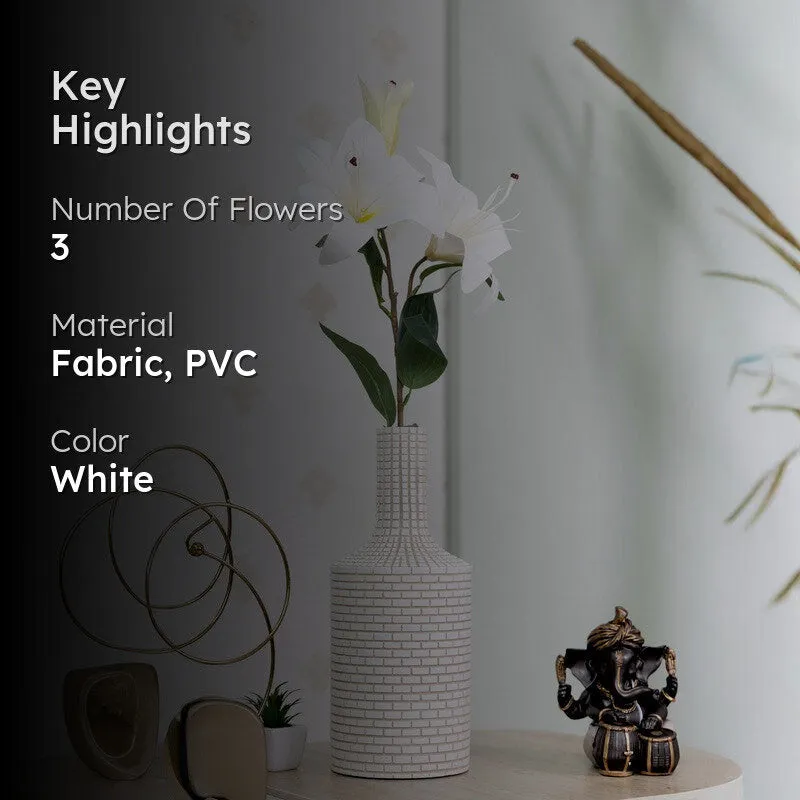 Graceful Artificial Lily Flower Stick - White media 2