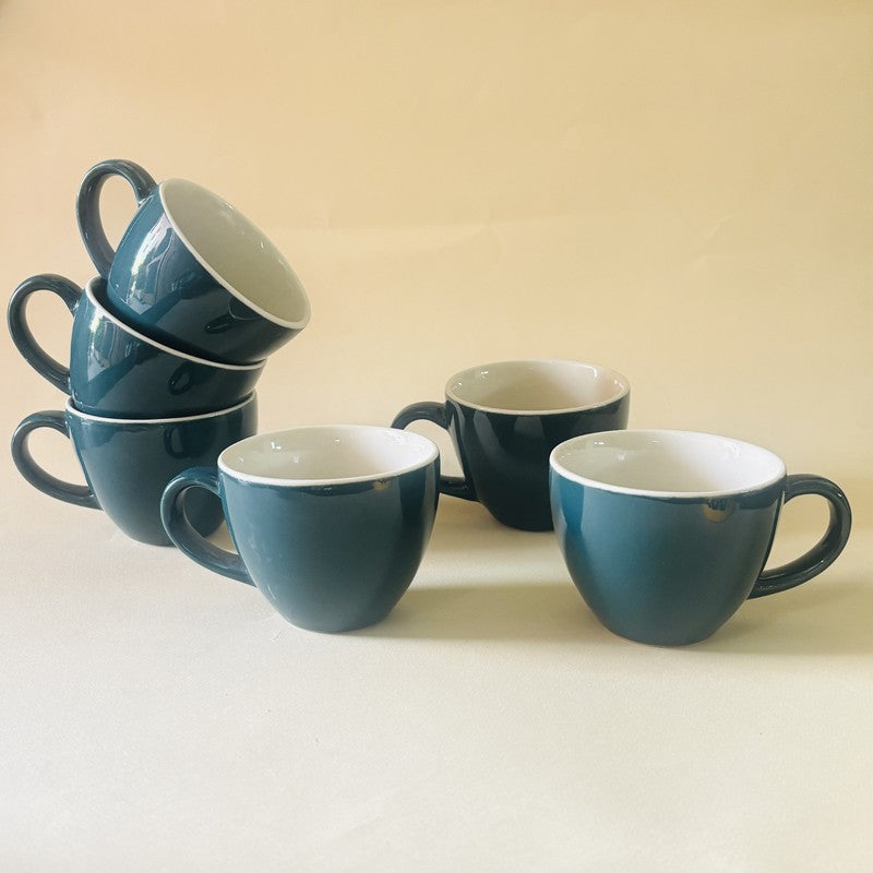 Ceramic Tea Cup (Deep Green/180 mL) - Set of Six media 5