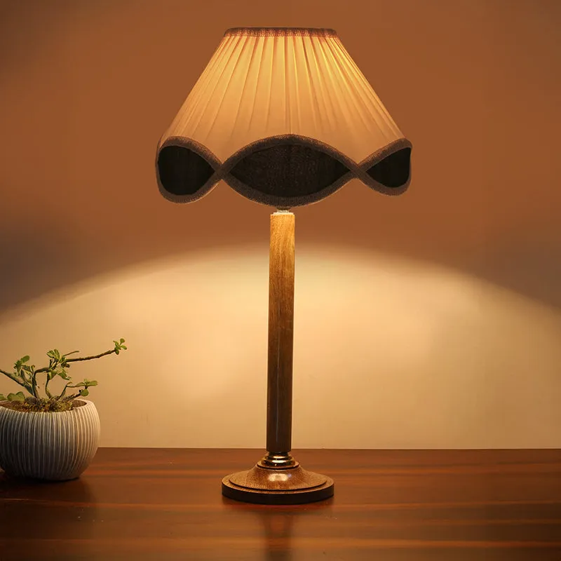 Terra Light Table Lamp With Wooden Base - White,Brown media 2