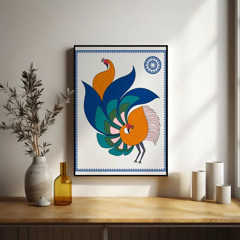 Mayurika Framed Madhubhani Canvas Wall Painting media 5