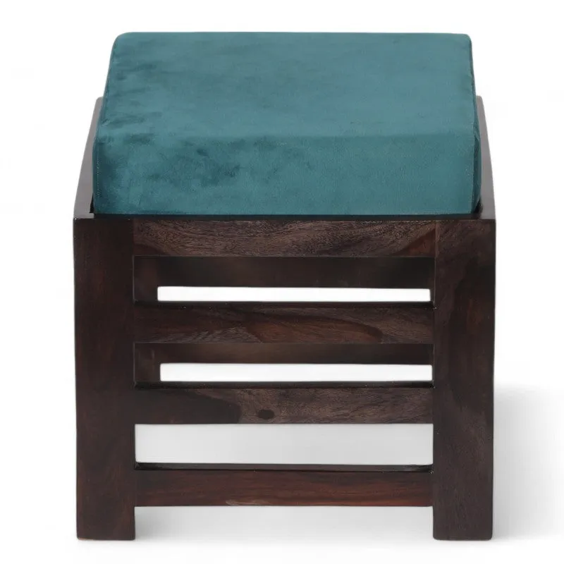Virox Sheesham Wooden Bench with Stool (Blue) - Two Piece Set media 3