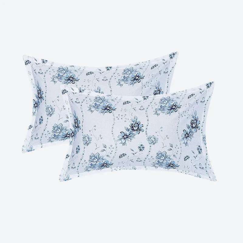 Monte Carlo Petal Matrix Cotton Bedsheet (White,Blue) - 104 TC media 9