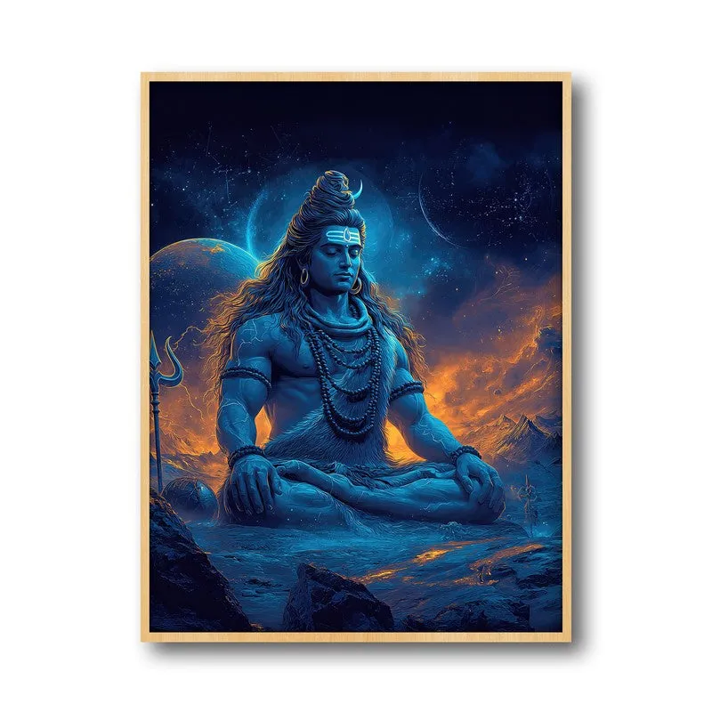 Peaceful Mahadev Meditating II Archival Paper Wall Art - Natural Brown Frame media 5