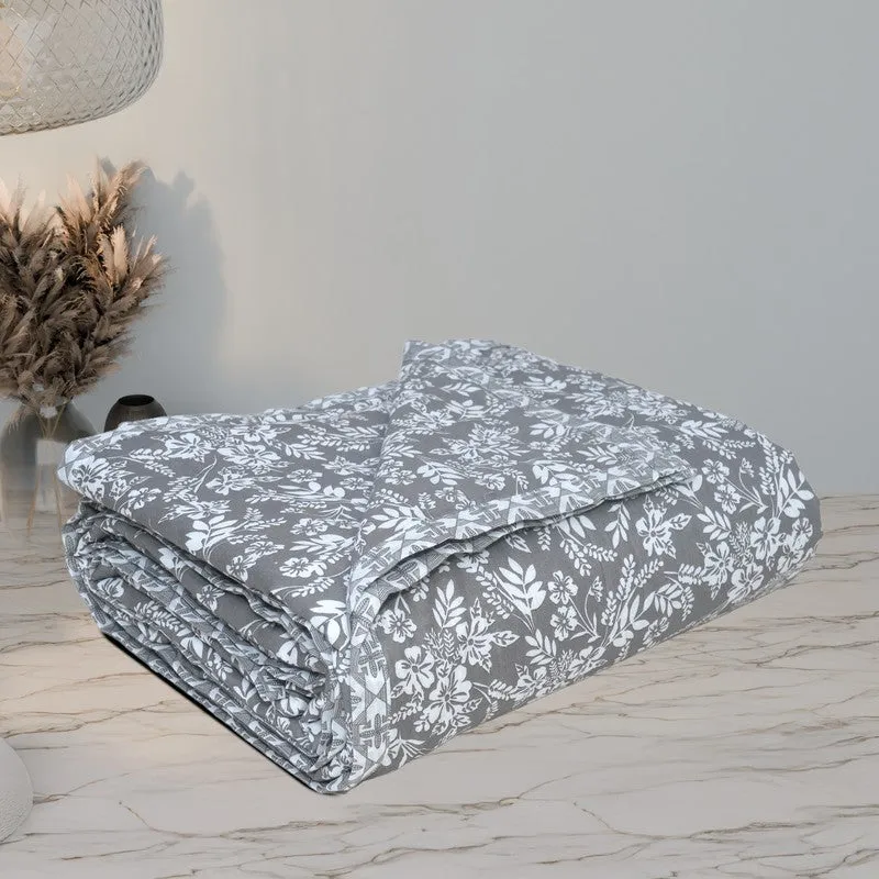 Floral Sprinkle Reversible Cotton Dohar (Grey) - 120 GSM media 10