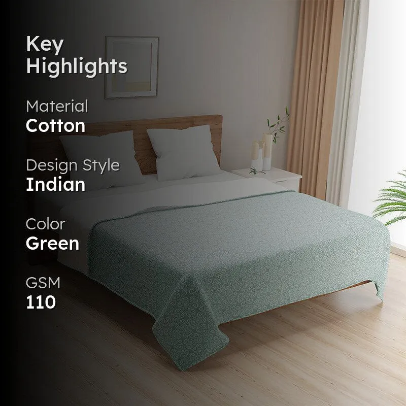 Swayam Sienna Floral Cotton Dohar (Green) - 110 GSM media 2