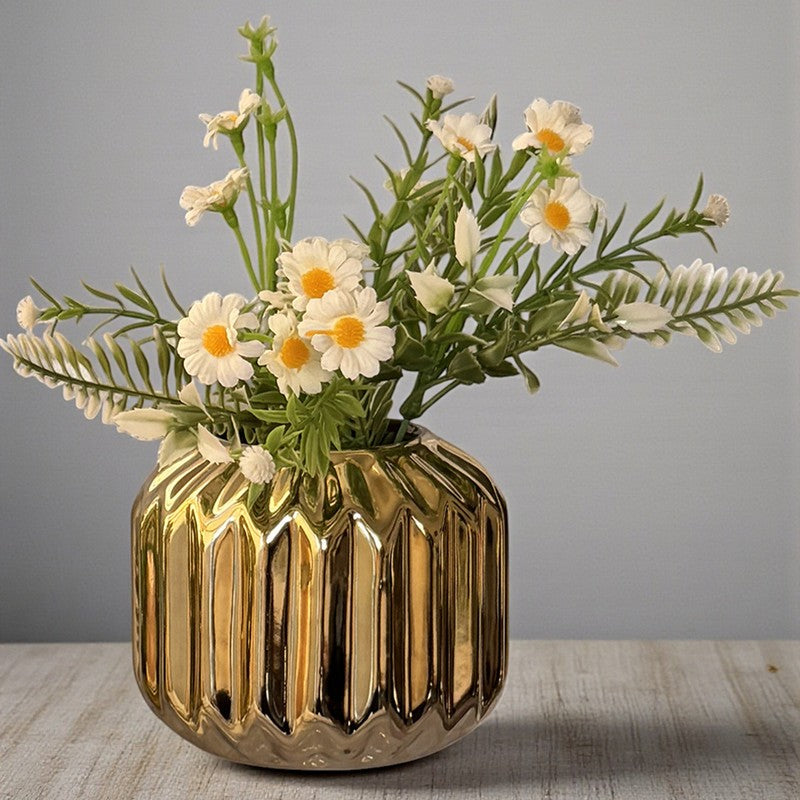 Agave Arc Metallic Gold Ceramic Vase