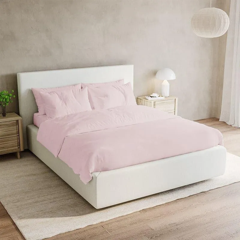 Freyda Solid Cotton Bedsheet (Pink) - 700 TC media 5