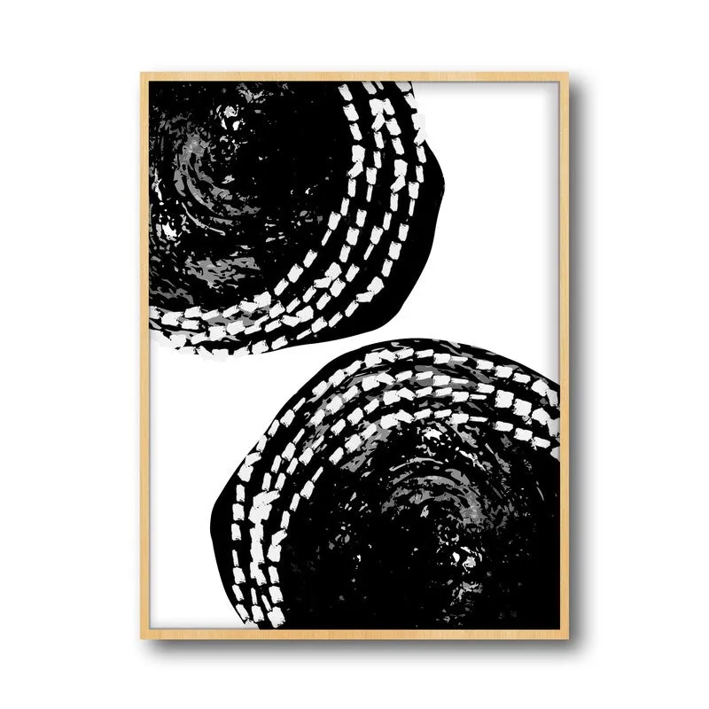 Inky Scribbles Framed Canvas Archival Canvas Wall Painting - Natural Brown Frame media 4