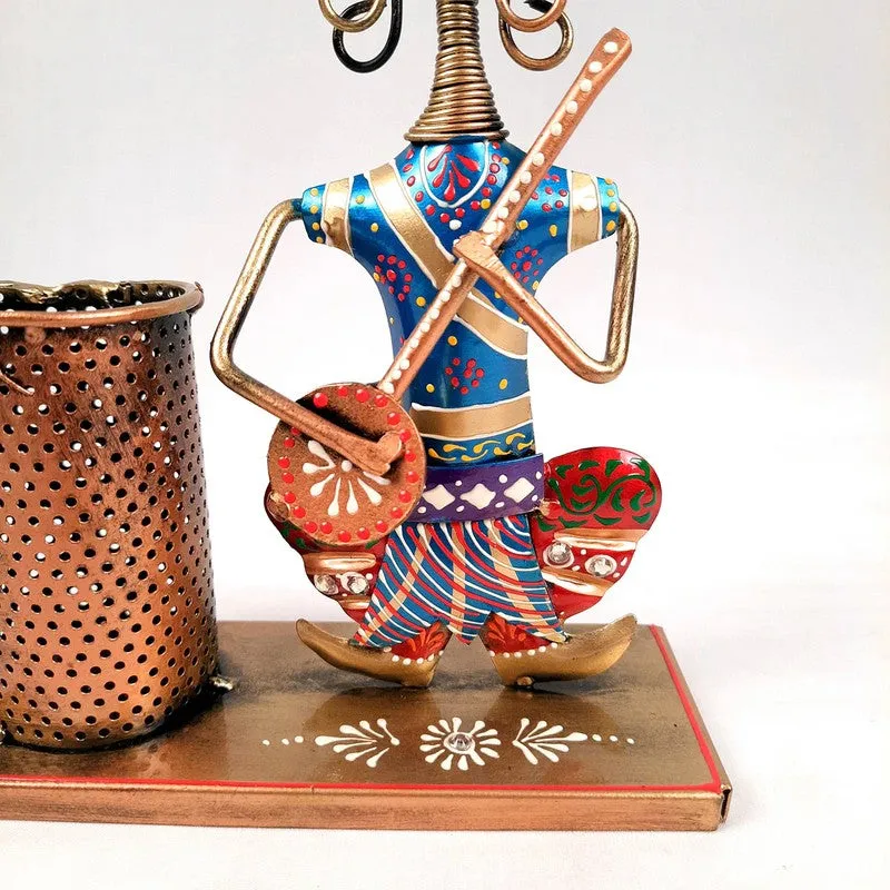 Rajasthani Musician Iron Stationery Holder media 8