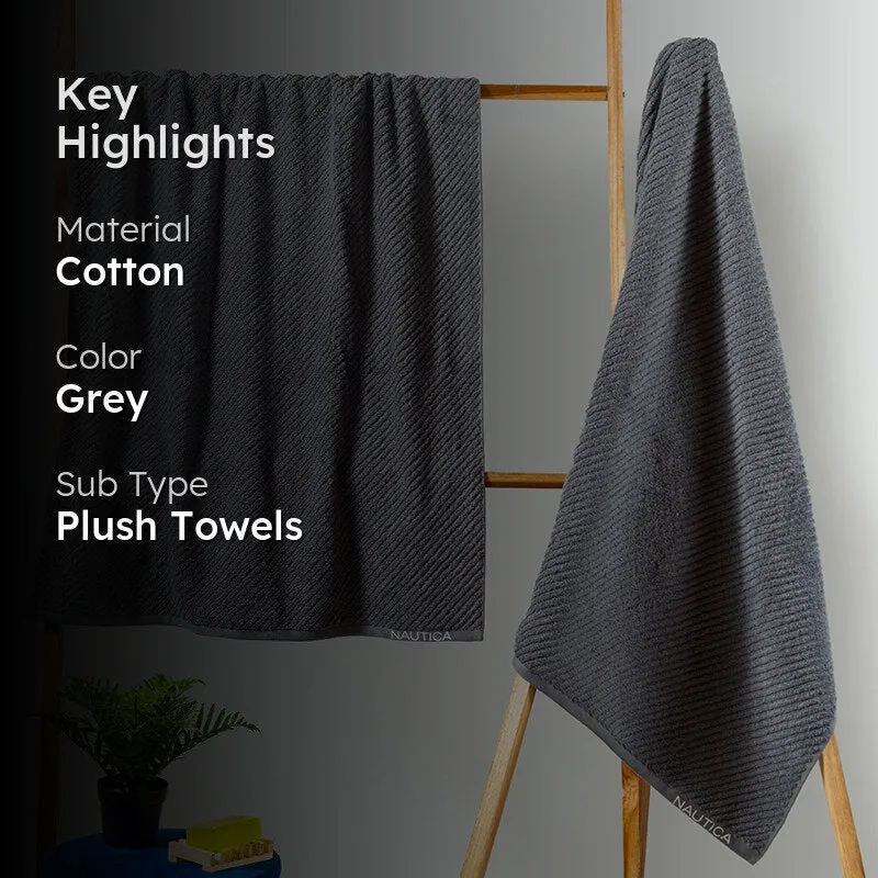 Nautica Riviera Soft Cotton Bath Towel (Dark Grey) - Set Of Two media 2