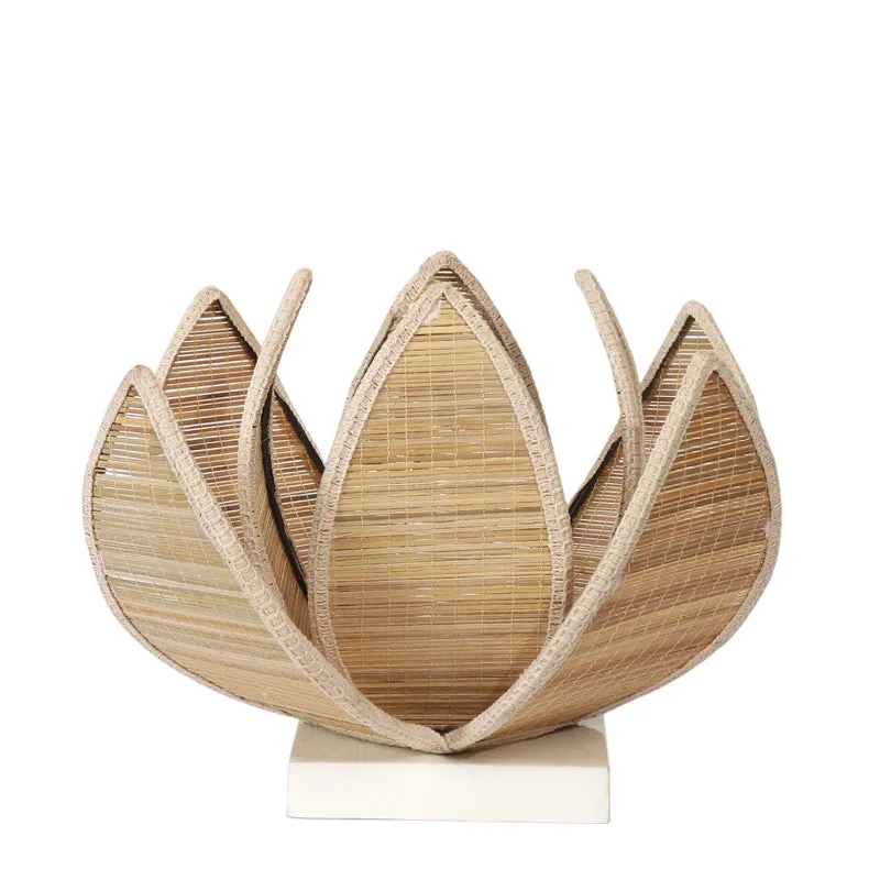 Lotus Bamboo Rose Edge Table Lamp - Beige media 4