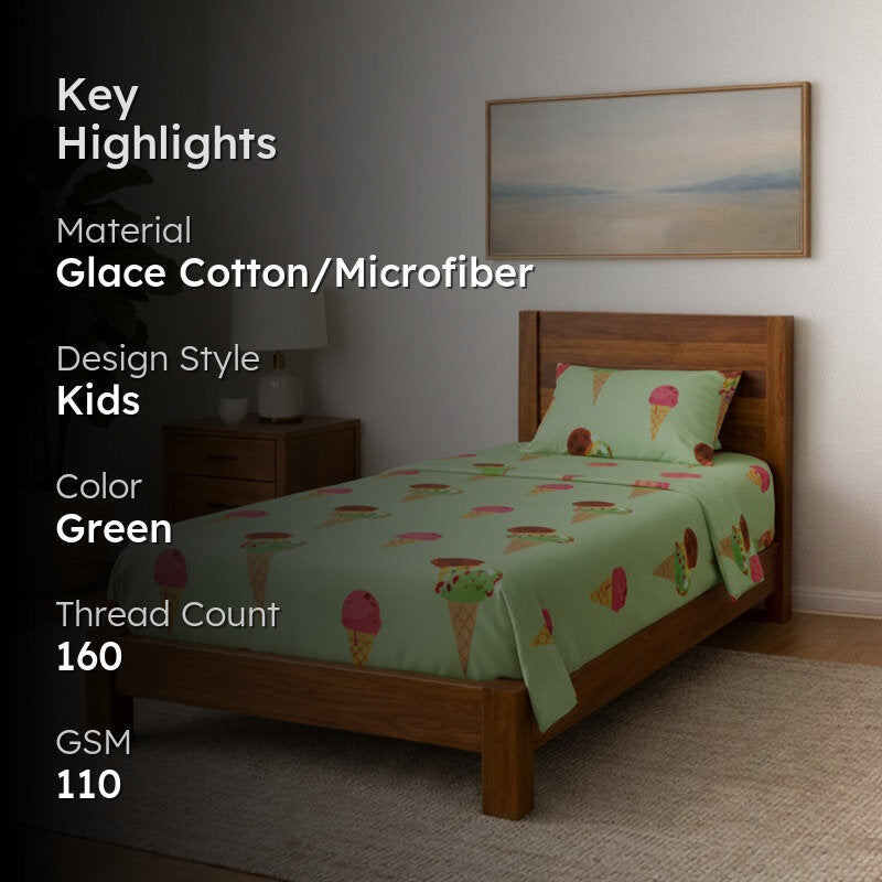 Ice Cream Fiesta Microfiber Bedsheet - 110 GSM media 2