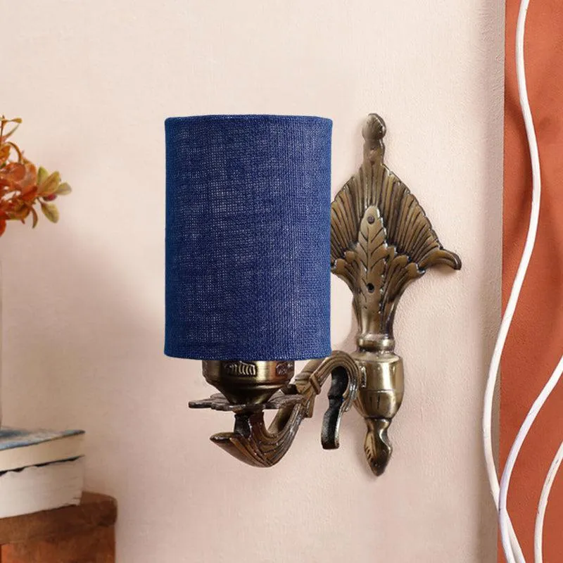 Magda Masique Cylindrical Fabric & Metal Wall Lamp - Blue media 3
