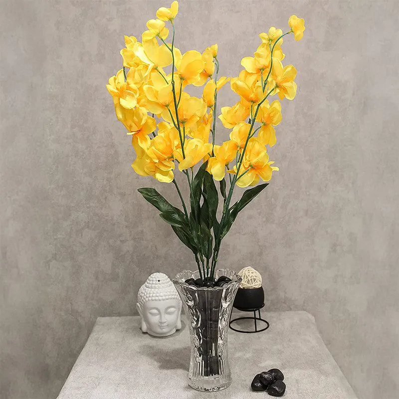 Decorative Artificial Orchid Flower (Yellow) - Set Of Five media 1