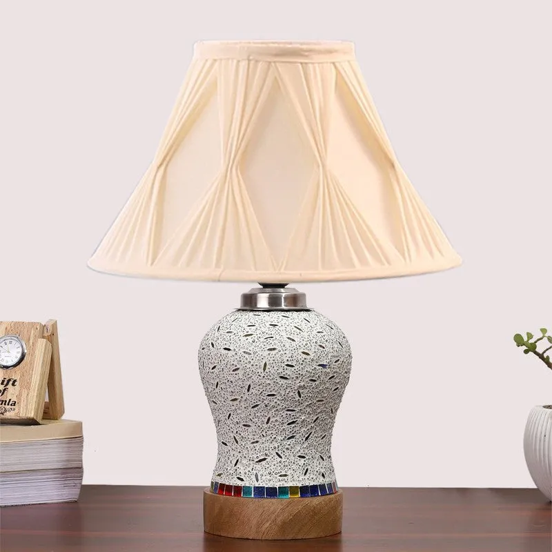 Nivora Smocked Wooden Table Lamp - Multicolor media 4