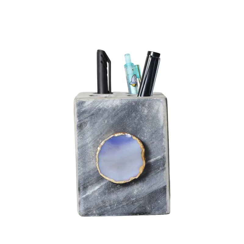Neiro Marble & Agate Stationary Holder - Blue media 5