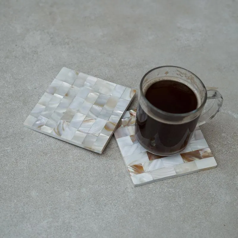Casper Square Mother Of Pearl Coaster - Set Of Two media 3