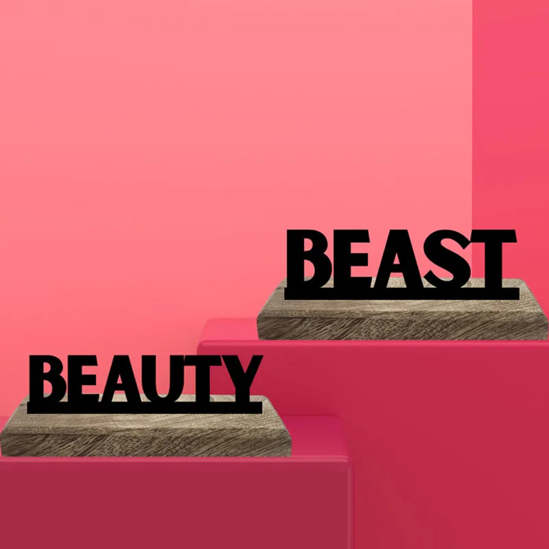 Beauty & Beast Typography Showpiece - Set Of Two media 3