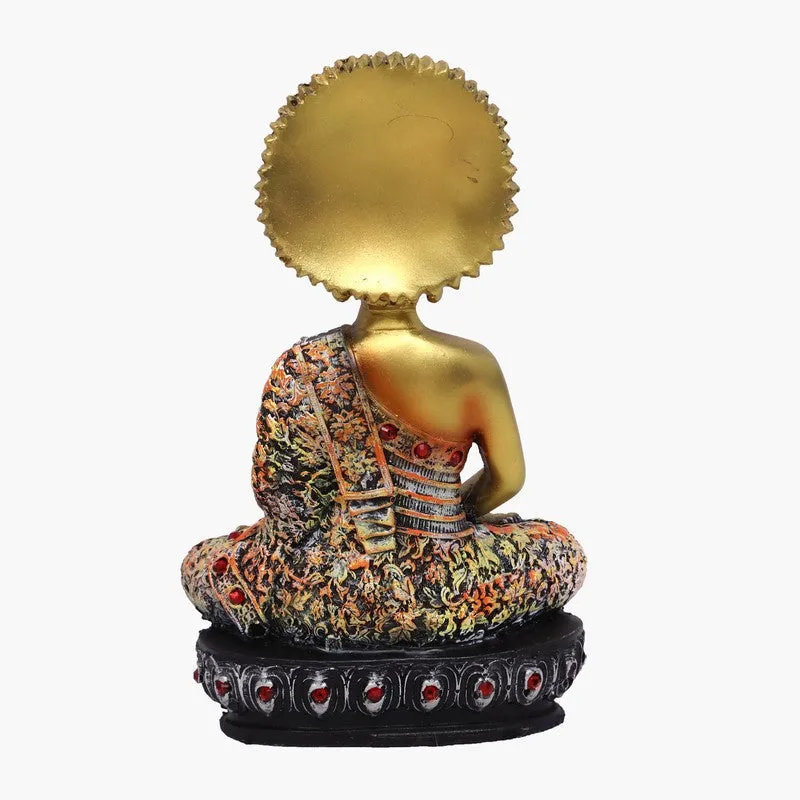 Sovereign Lotus Buddha Polyresin Idol (7 inches) - Gold media 5