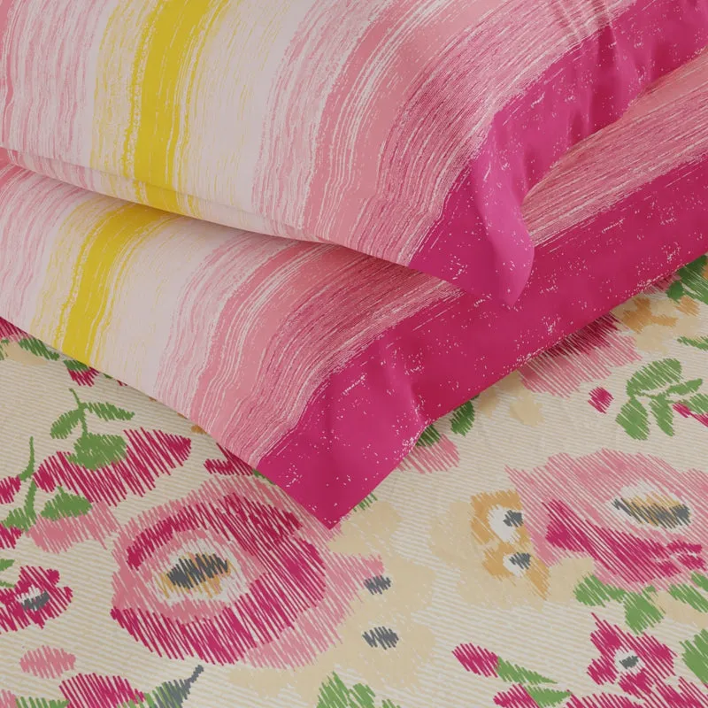 Petal & Stripes Fitted Microfiber Microfiber Bedsheet - 135 GSM media 5