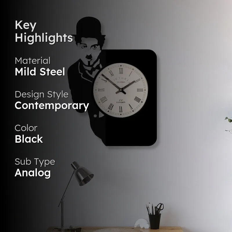 Charlie Steel Analog Wall Clock - Black media 2
