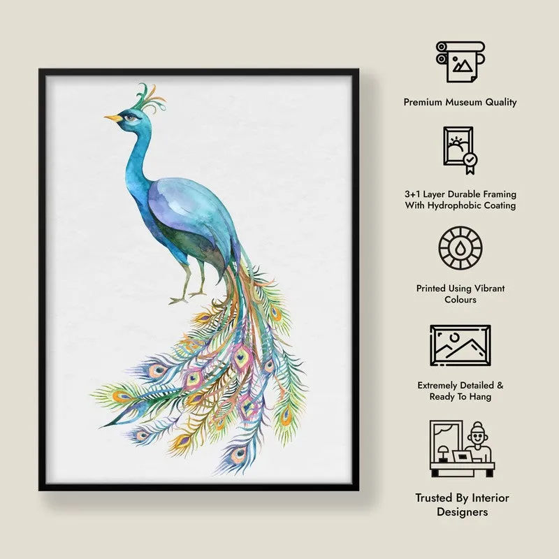 Fragile Peacock Archival Paper Wall Art With Frame media 9